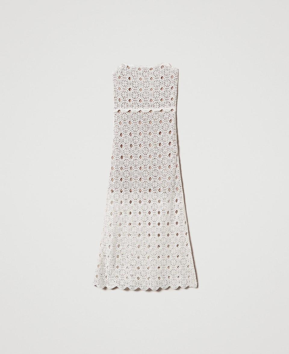 Twin Set Abito lungo bustier in maglia crochet In vendita