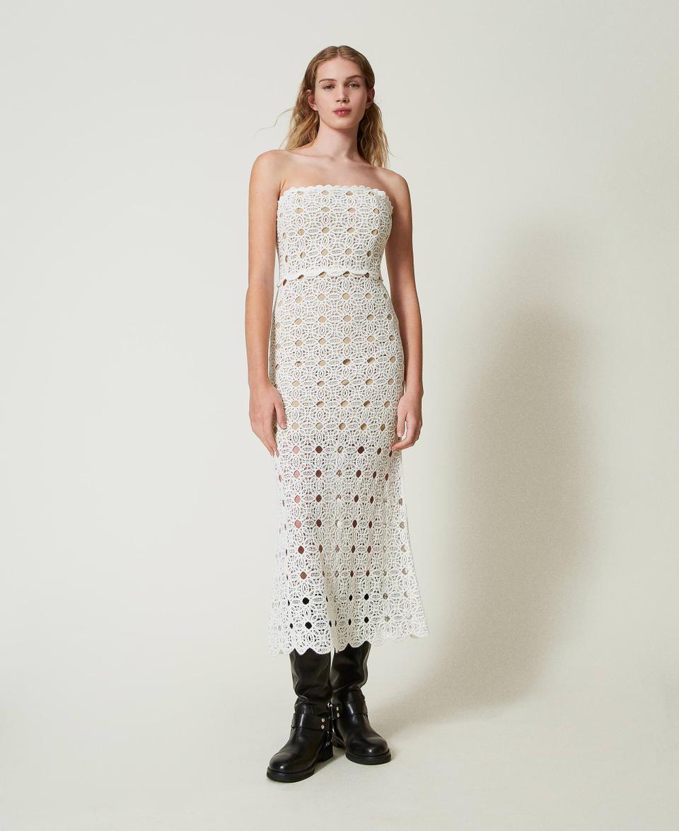 Twin Set Abito lungo bustier in maglia crochet In vendita