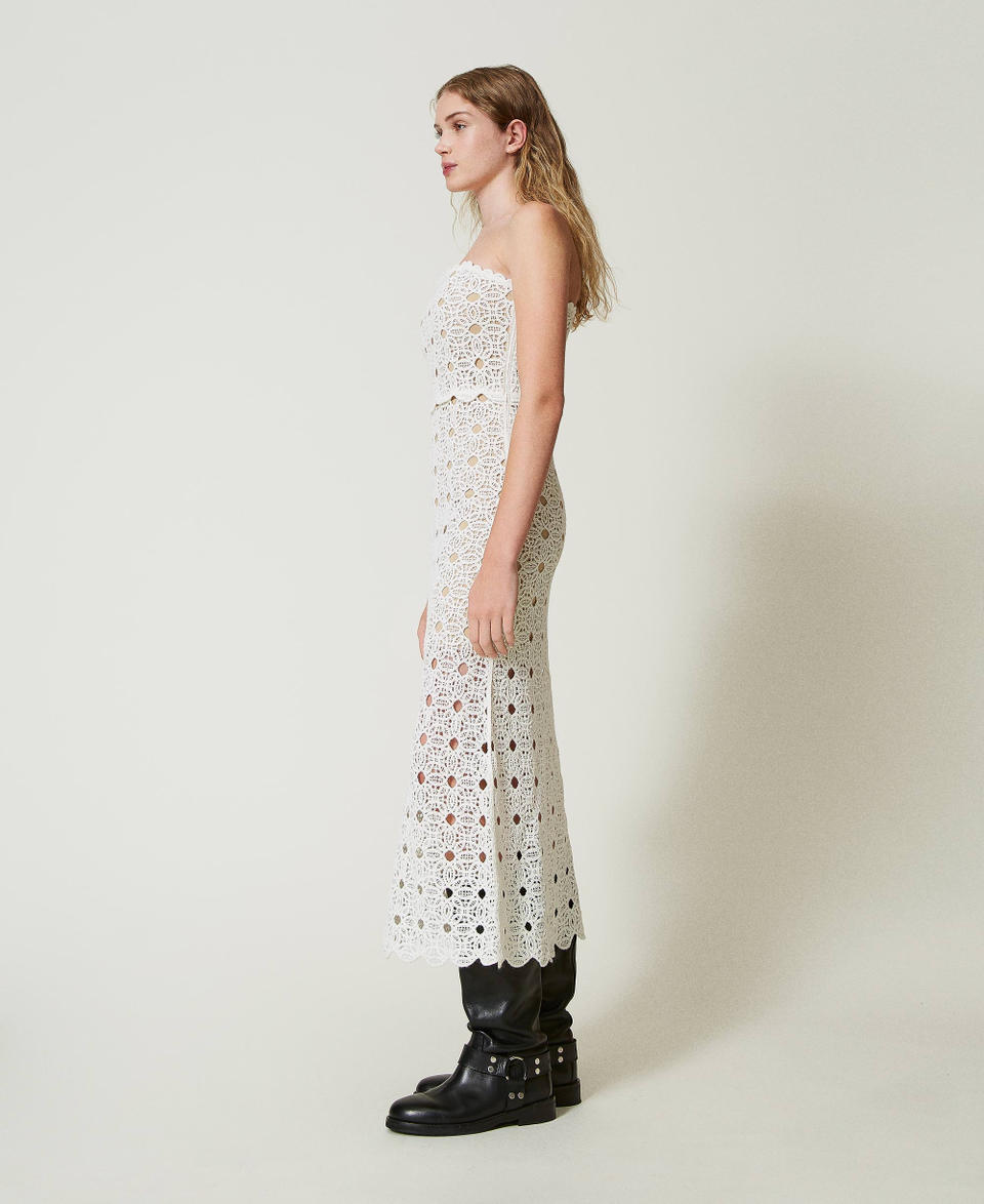 Twin Set Abito lungo bustier in maglia crochet In vendita