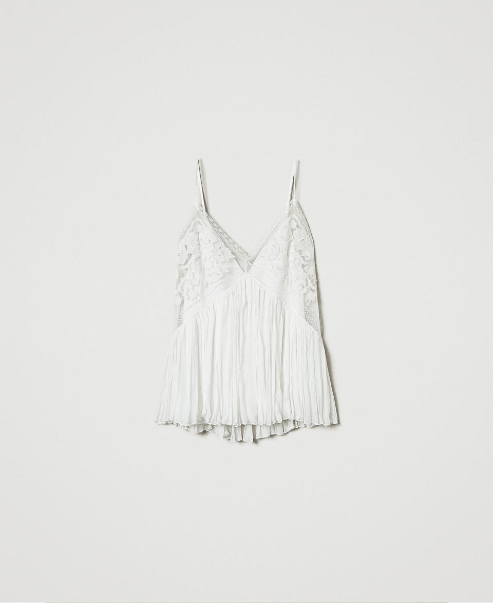 Twin Set Top in creponne e tulle Duty-free