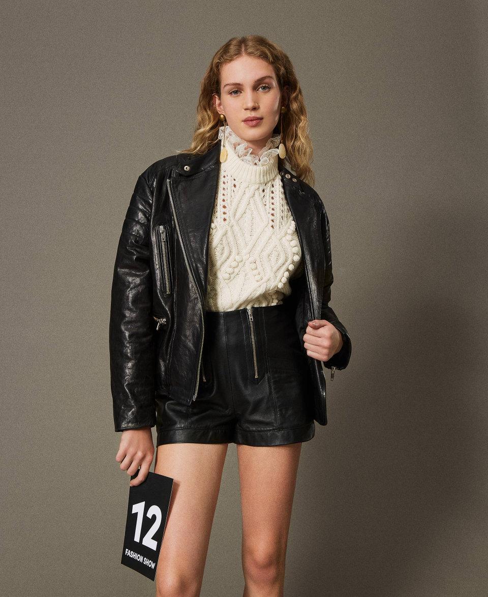 Twin Set Shorts 'Fairfax' in pelle con zip 50% di sconto per tempo limitato