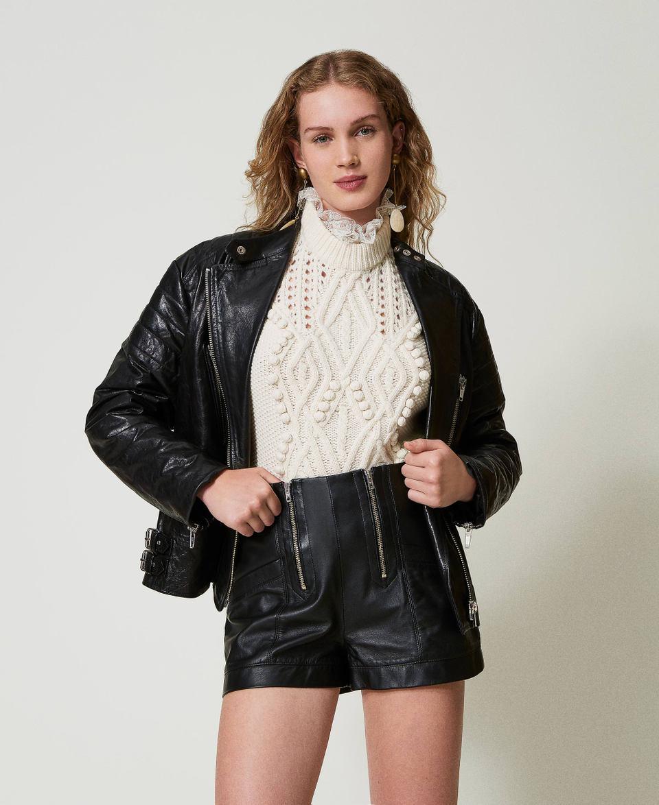 Twin Set Shorts 'Fairfax' in pelle con zip 50% di sconto per tempo limitato