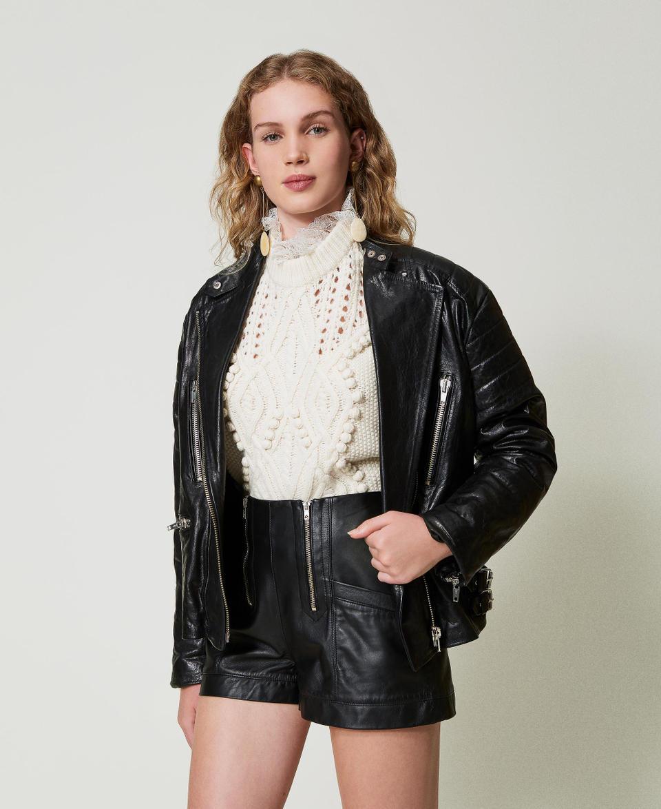 Twin Set Shorts 'Fairfax' in pelle con zip 50% di sconto per tempo limitato