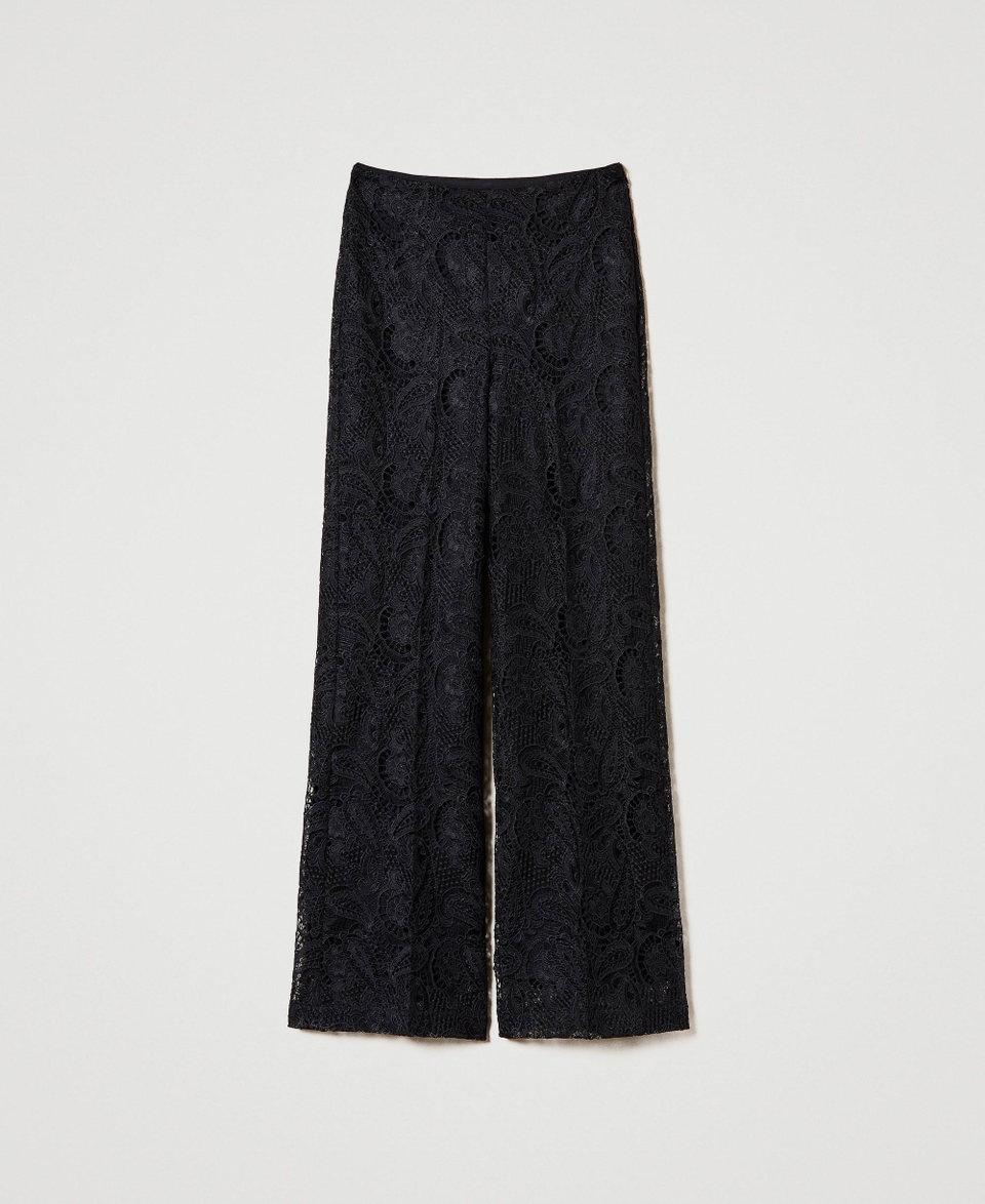 Twin Set Pantaloni wide leg in pizzo macramè Nuovo