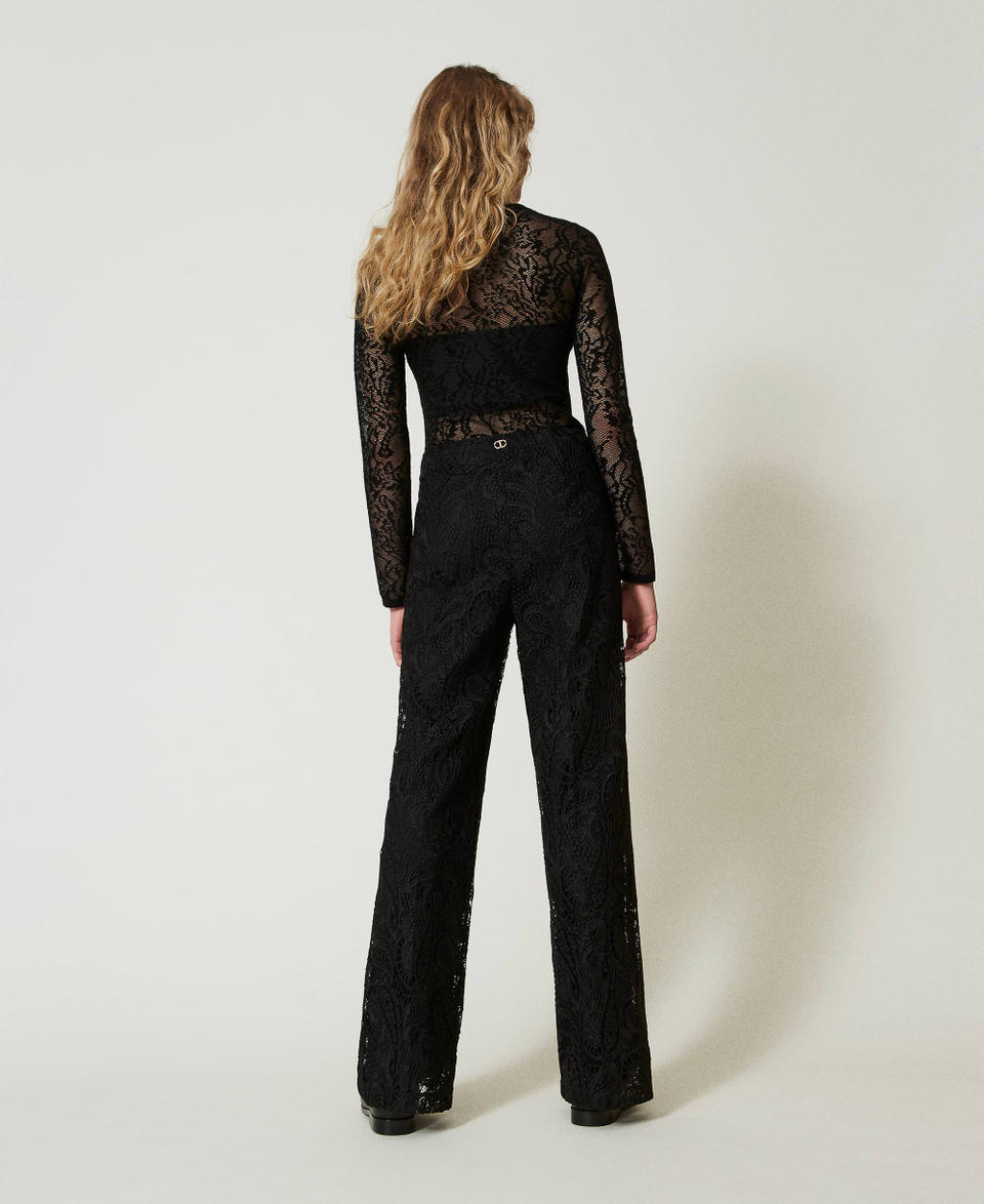 Twin Set Pantaloni wide leg in pizzo macramè Nuovo