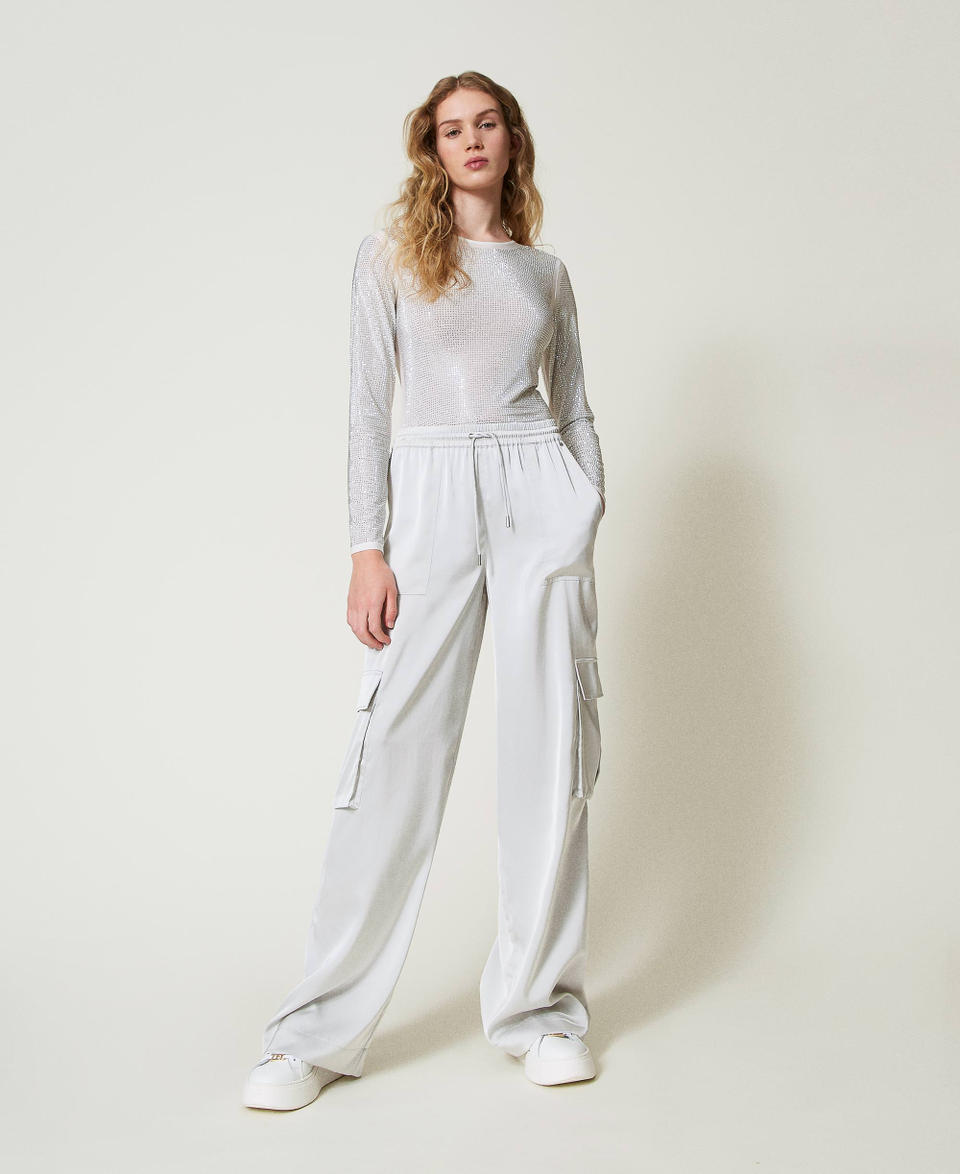 Twin Set Pantaloni cargo in raso Vendita