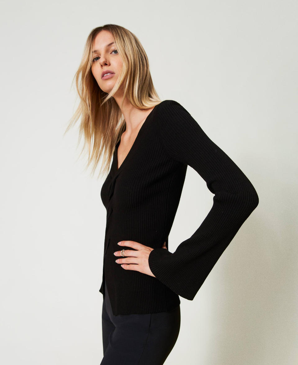 Twin Set Maglia fitted a costine con incrocio Spedizione Gratuita