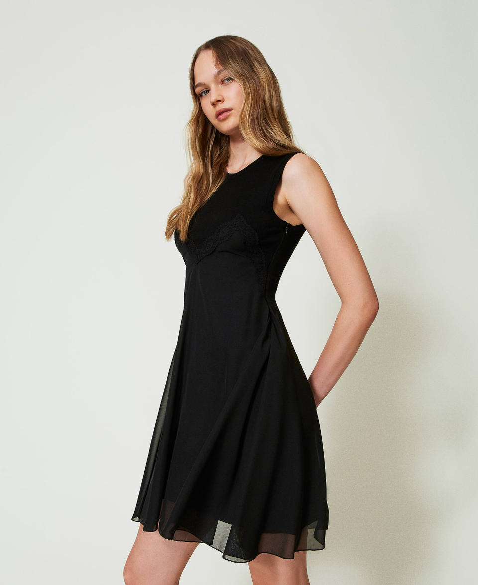 Twin Set Abito corto in maglia e georgette Pezzi Unici