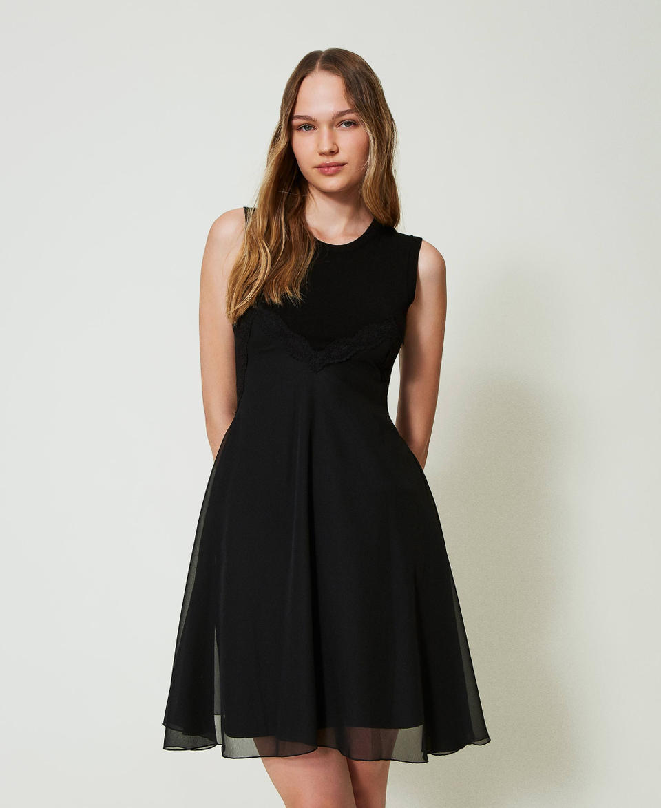 Twin Set Abito corto in maglia e georgette Pezzi Unici