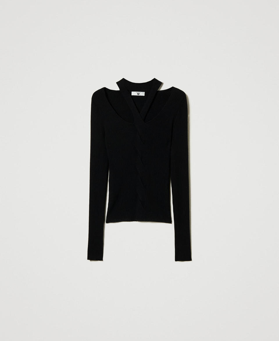 Twin Set Maglia a costine con cut-out Sconto