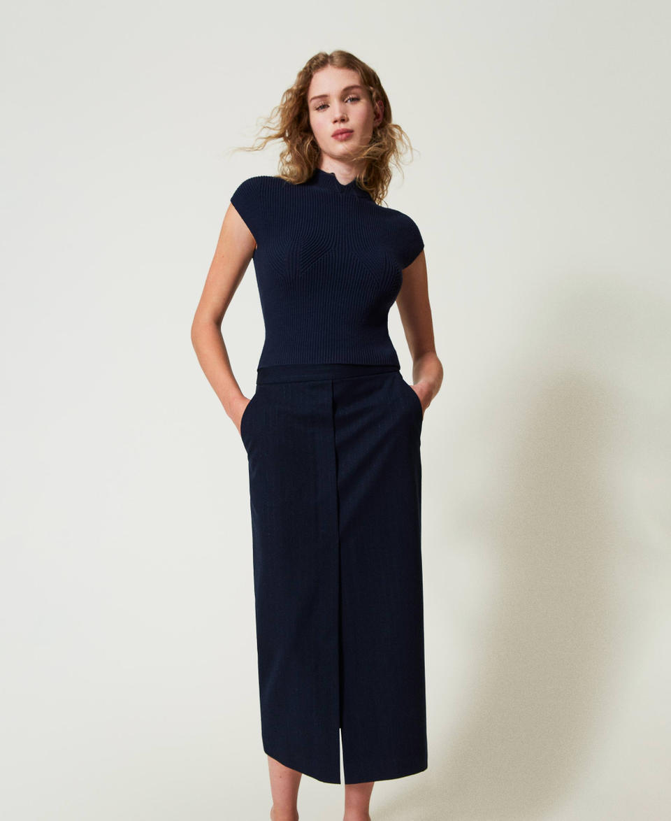 Twin Set Gonna longuette gessata lurex Economico