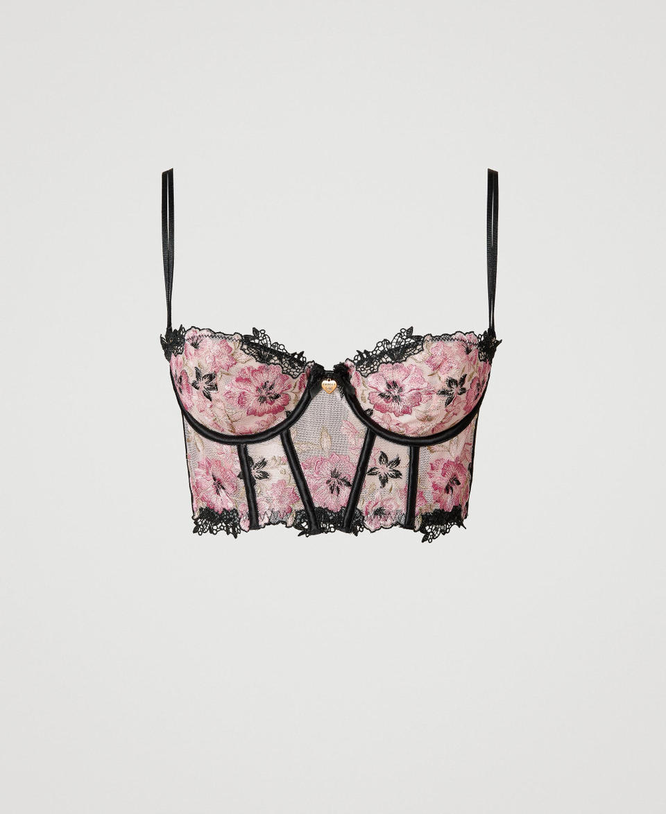 Twin Set Bustino in tulle con ricamo Outlet
