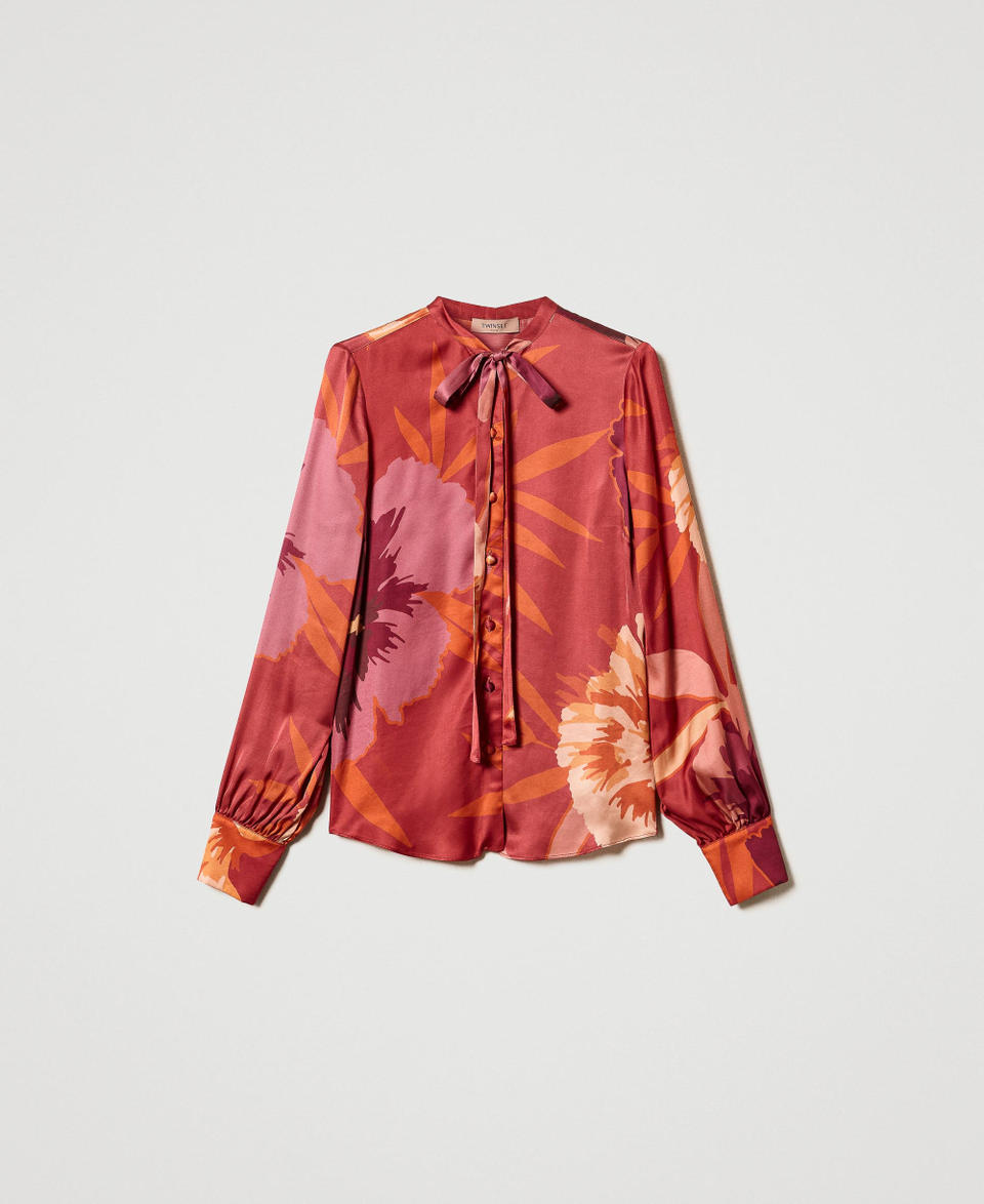 Twin Set Camicia in raso a fiori Hotsell