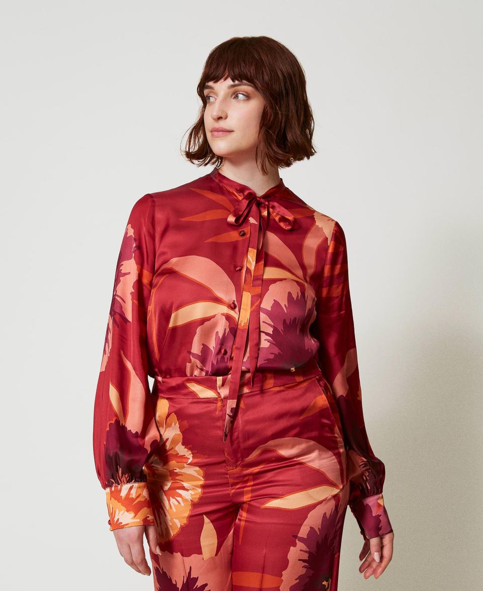 Twin Set Camicia in raso a fiori Hotsell