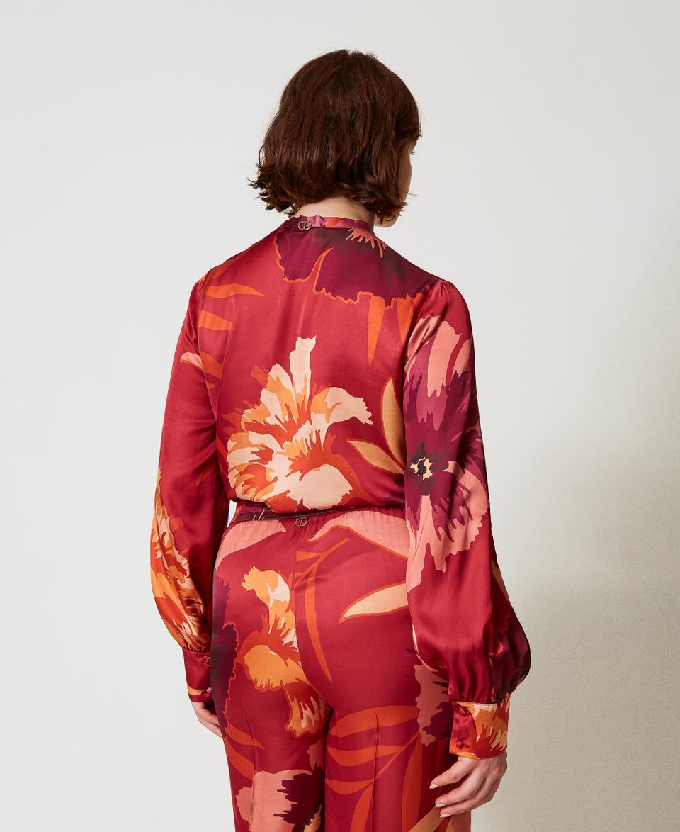 Twin Set Camicia in raso a fiori Hotsell