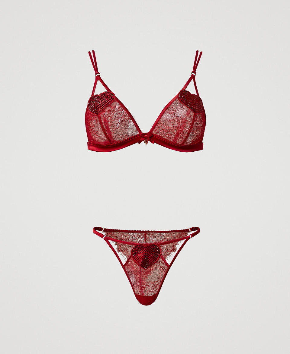 Twin Set Reggiseno a triangolo e slip brasiliana in pizzo Vendita Economica
