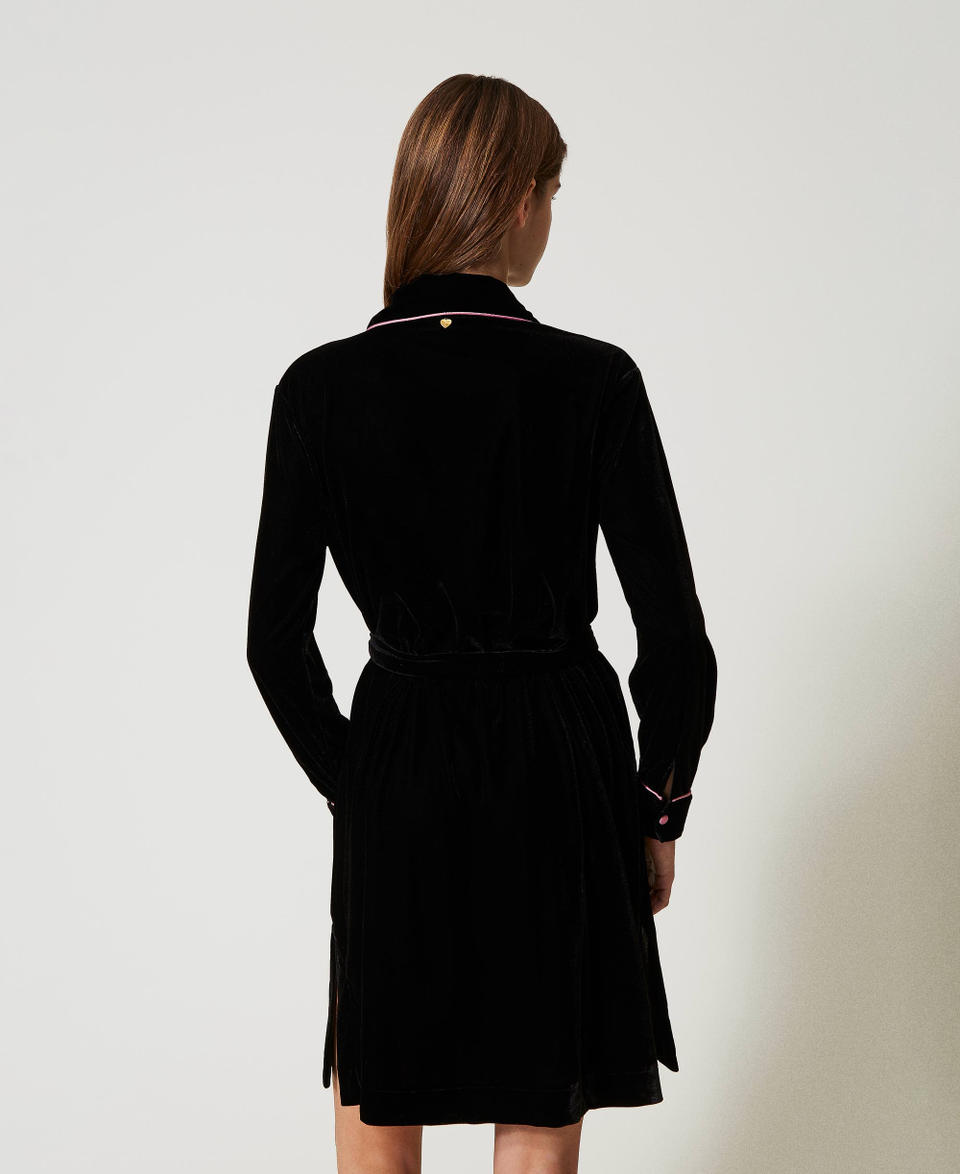 Twin Set Camicia da notte in velluto con ricamo Vendite Flash