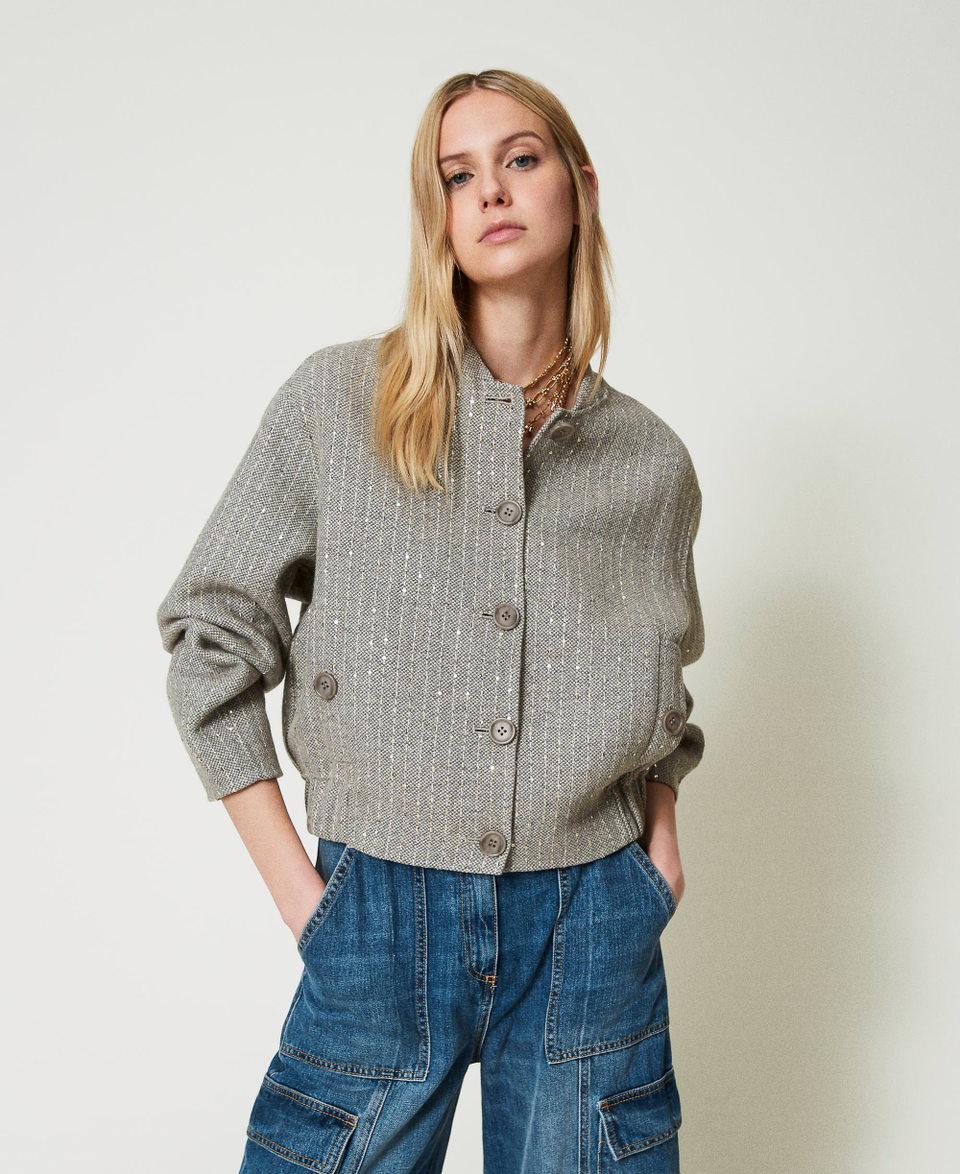 Twin Set Bomber in panno double con paillettes Sconto di tempo limitato