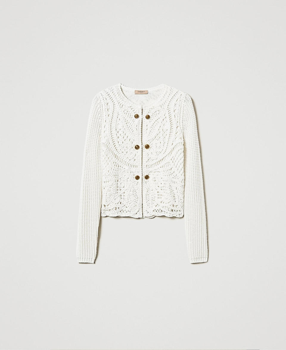 Twin Set Giacca in maglia misto lana crochet Negozio online di fabbrica
