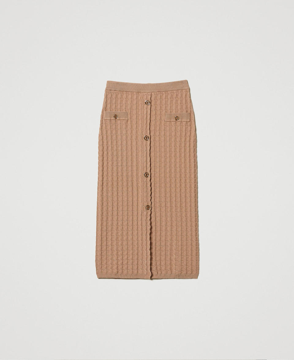 Twin Set Gonna longuette fitted in maglia con bottoni Offerta speciale