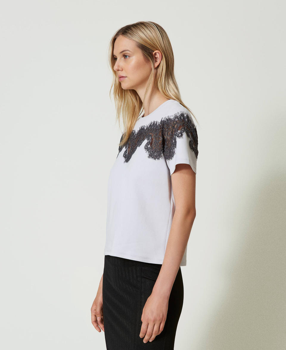 Twin Set T-shirt regular con pizzo intarsiato Fornitura limitata