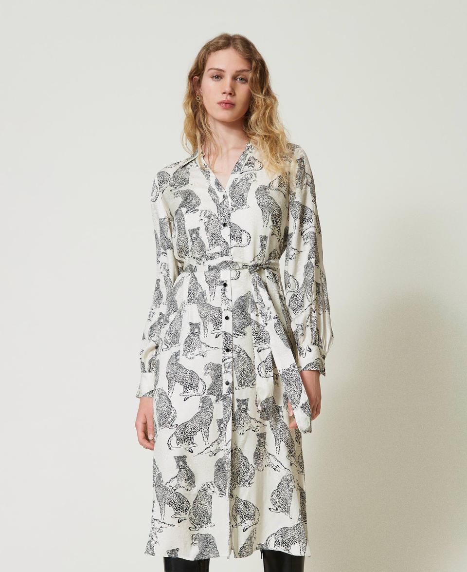Twin Set Abito longuette jacquard con stampa giaguaro Cyber Monday