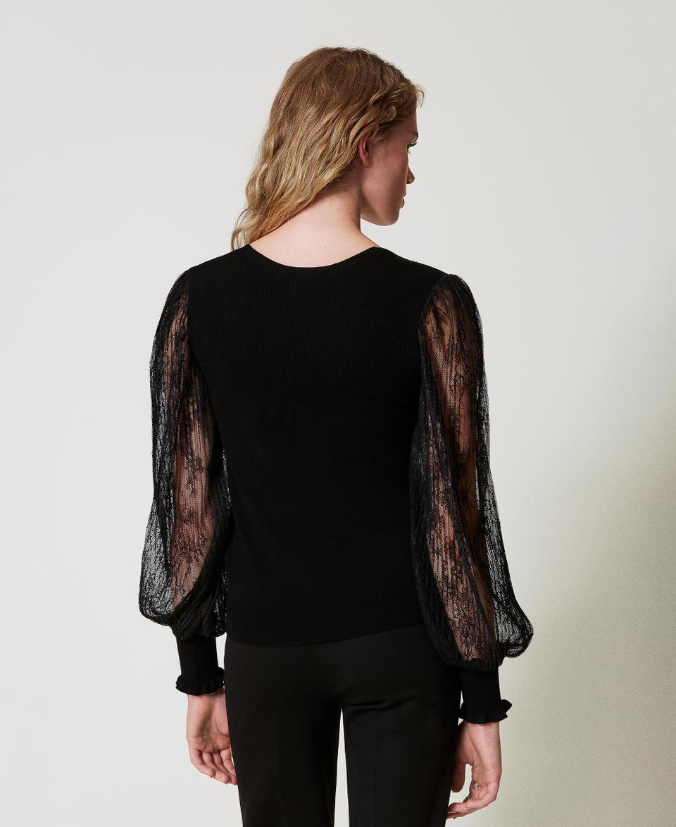 Twin Set Maglia doppio uso con maniche in pizzo Offerta natalizia