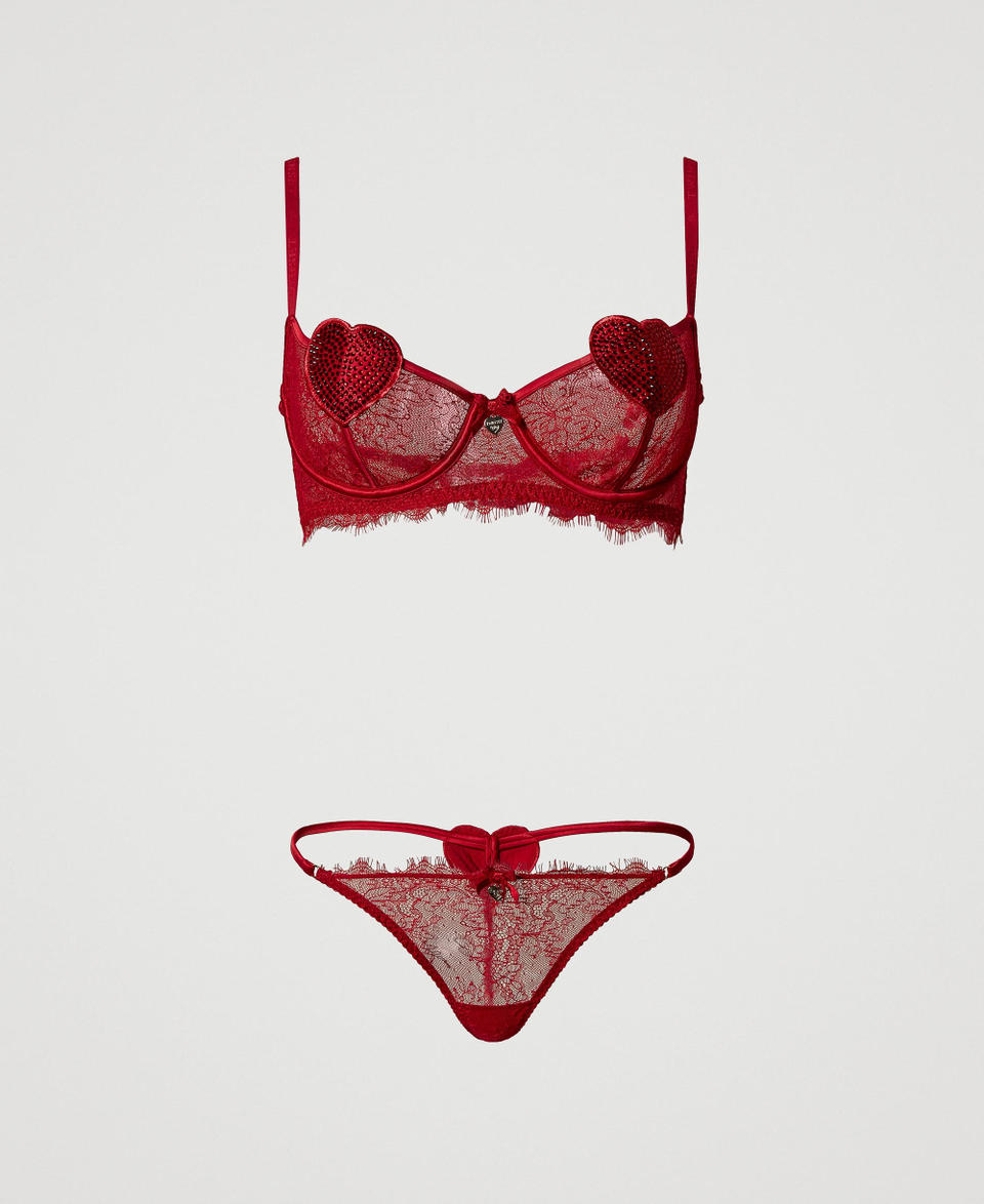 Twin Set Reggiseno a balconcino e slip perizoma in pizzo Online Outlet