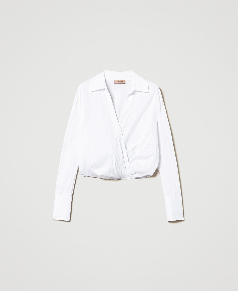 Twin Set Blusa in popeline con incrocio Offerta temporanea