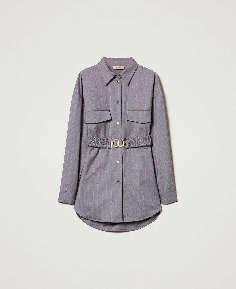 Twin Set Maxi camicia gessata con cintura Enormi risparmi