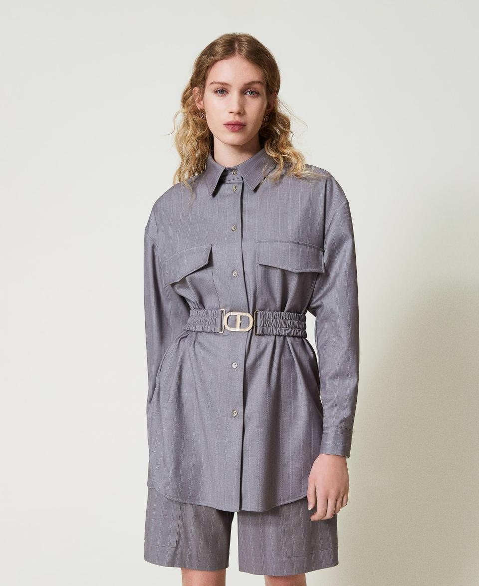 Twin Set Maxi camicia gessata con cintura Enormi risparmi