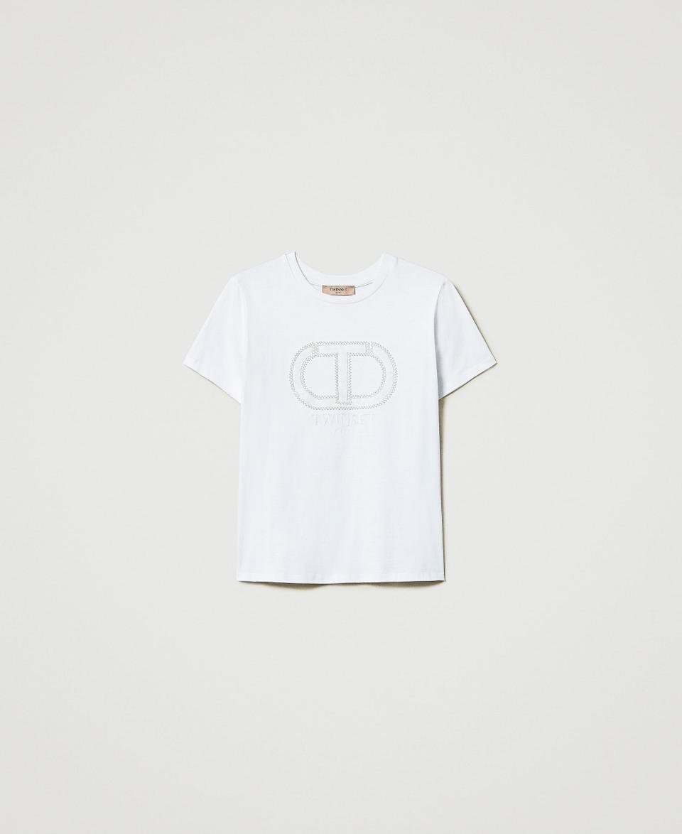 Twin Set T-shirt con ricamo logo Oval T Sconti VIP