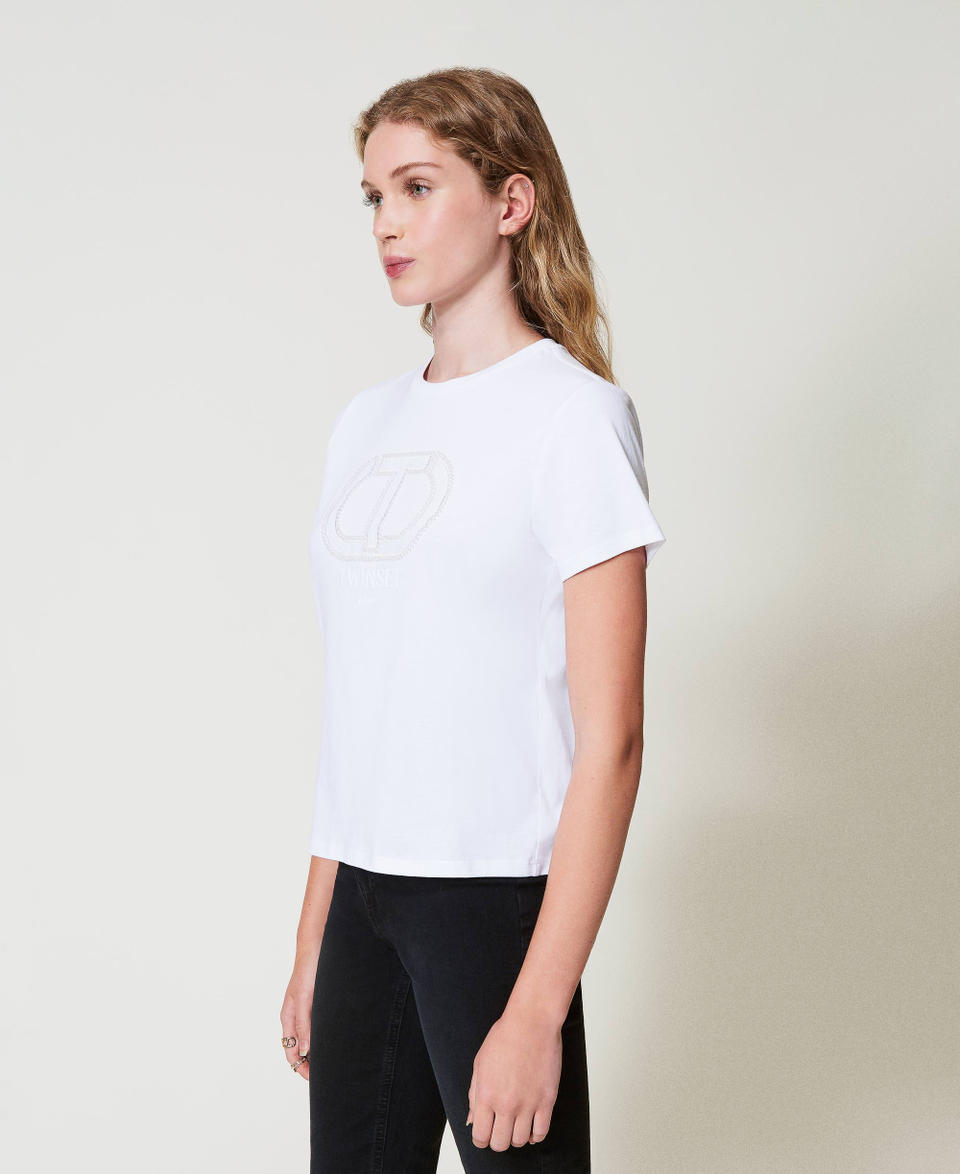 Twin Set T-shirt con ricamo logo Oval T Sconti VIP