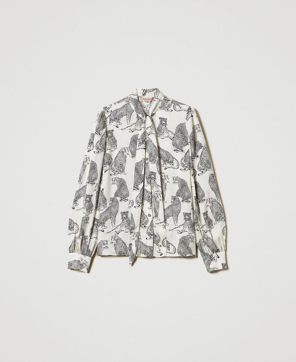 Twin Set Camicia jacquard con stampa giaguaro Latest stili