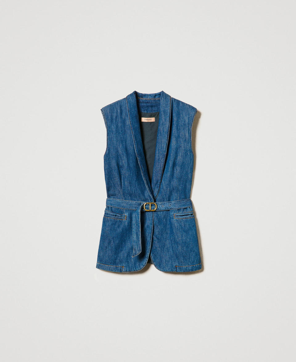 Twin Set Gilet in jeans con cintura Ultimi due giorni