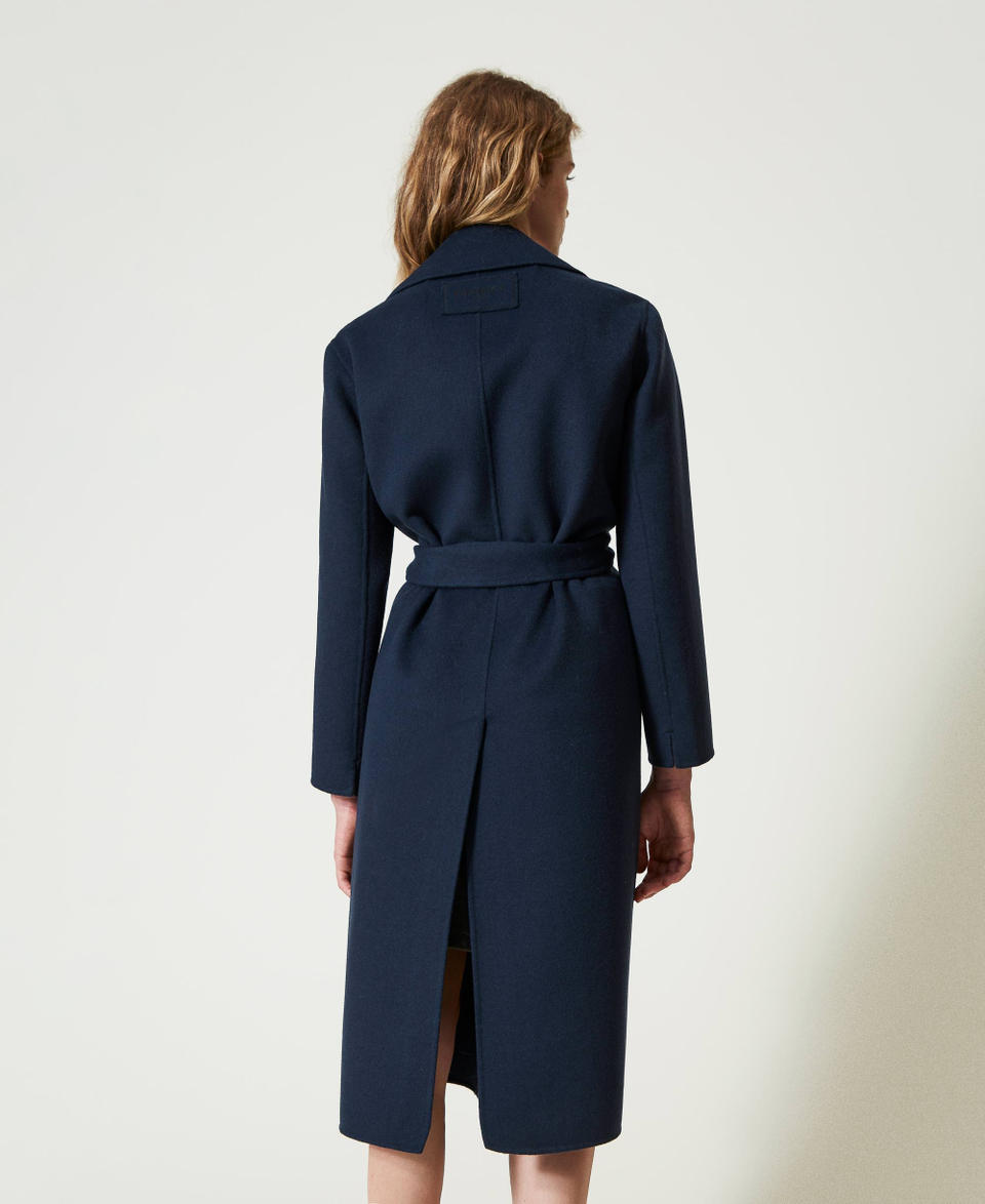 Twin Set Cappotto in panno double misto lana con piume Promozione temporanea