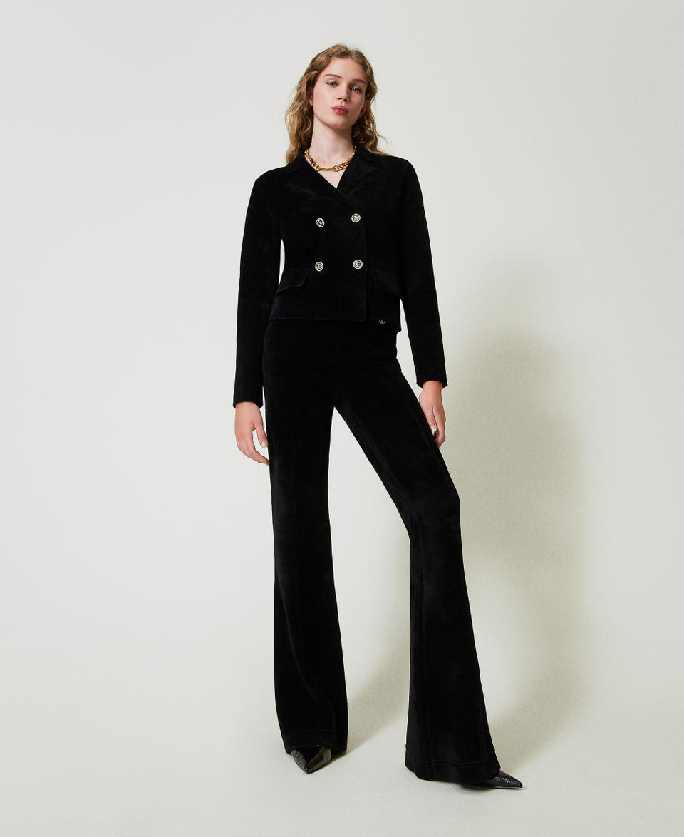 Twin Set Pantaloni flare in maglia con bottoni Oval T Sostegno trimestrale