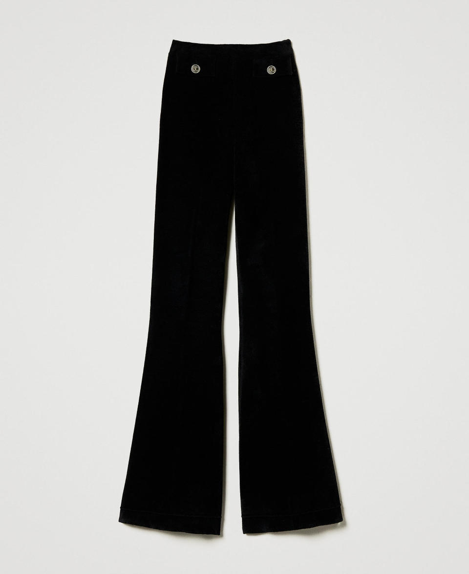 Twin Set Pantaloni flare in maglia con bottoni Oval T Sostegno trimestrale