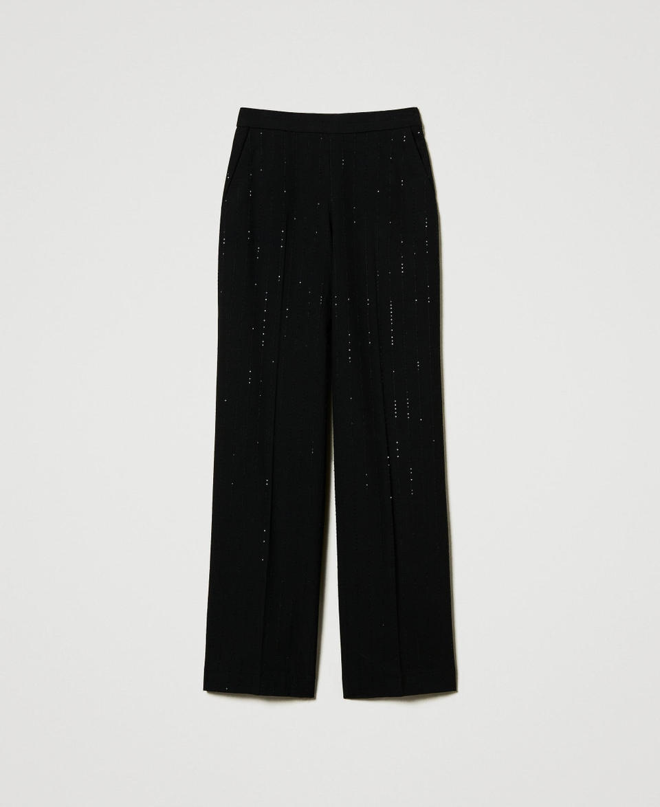 Twin Set Pantaloni in panno con paillettes Black Friday Prezzi