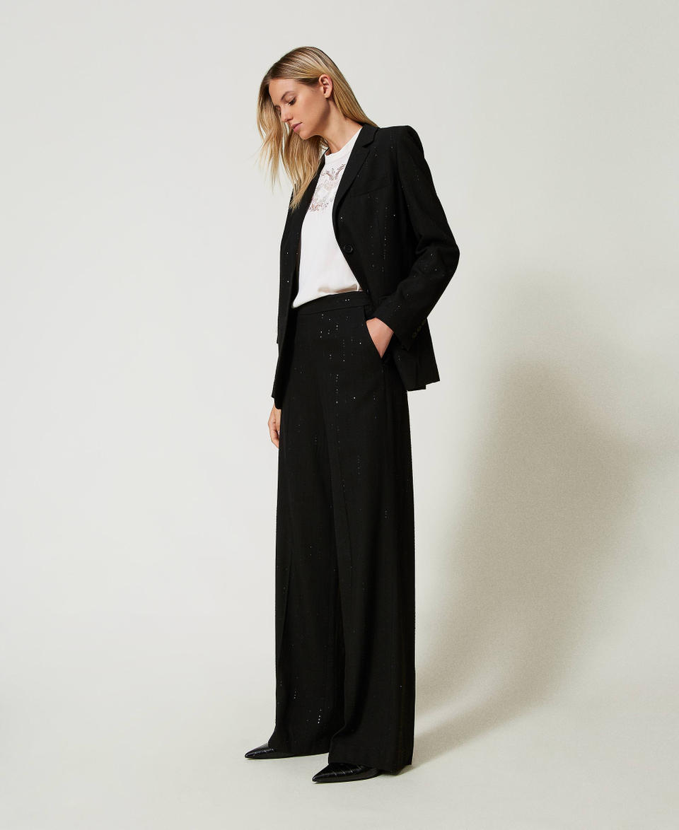 Twin Set Pantaloni in panno con paillettes Black Friday Prezzi