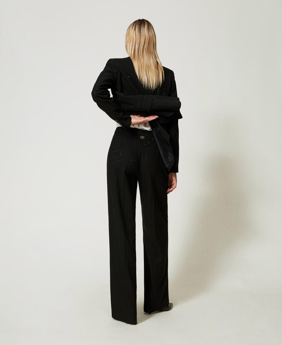 Twin Set Pantaloni in panno con paillettes Black Friday Prezzi