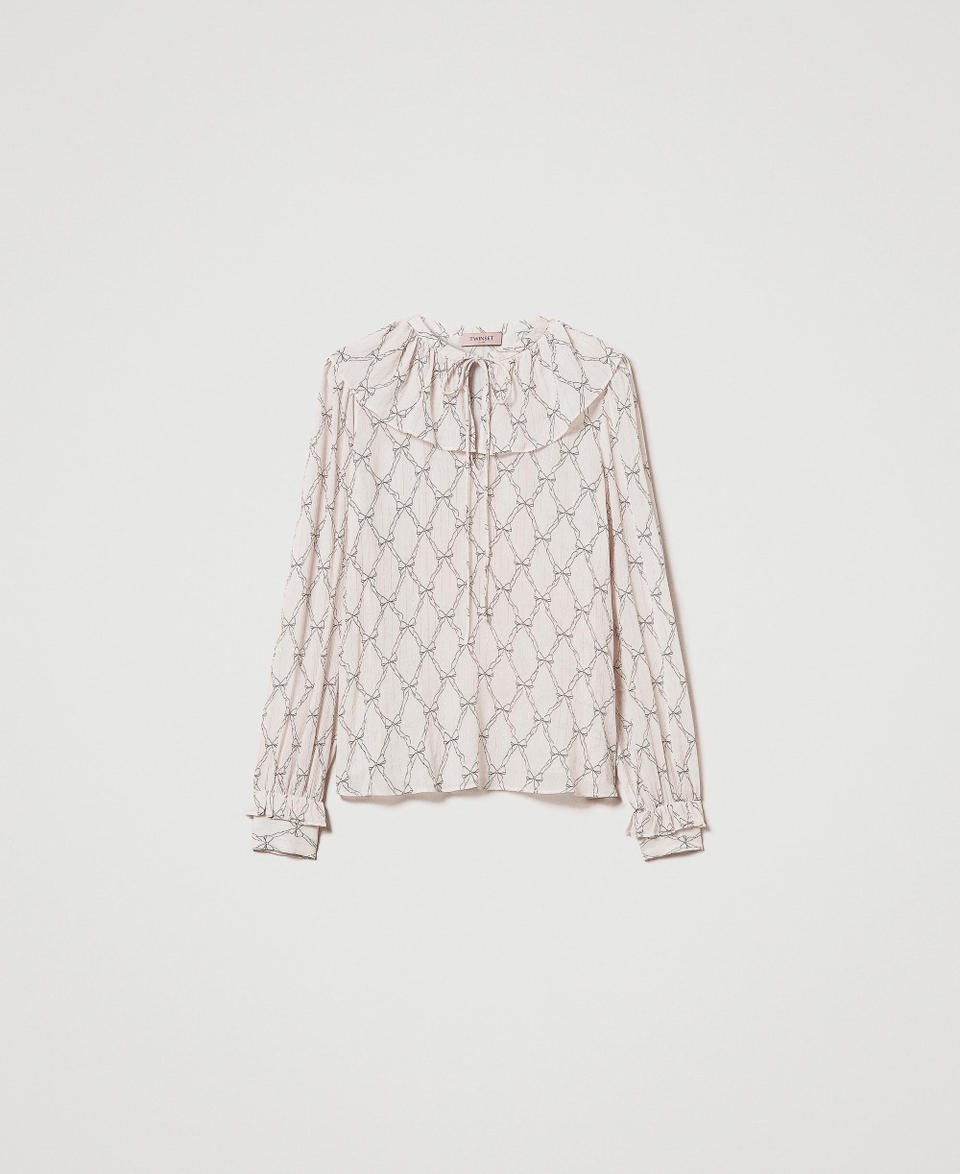 Twin Set Blusa in creponne con stampa fiocchi 50% di sconto per tempo limitato