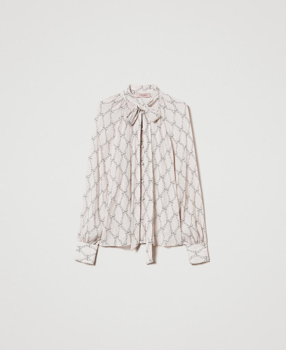 Twin Set Camicia in creponne con stampa fiocchi Italy