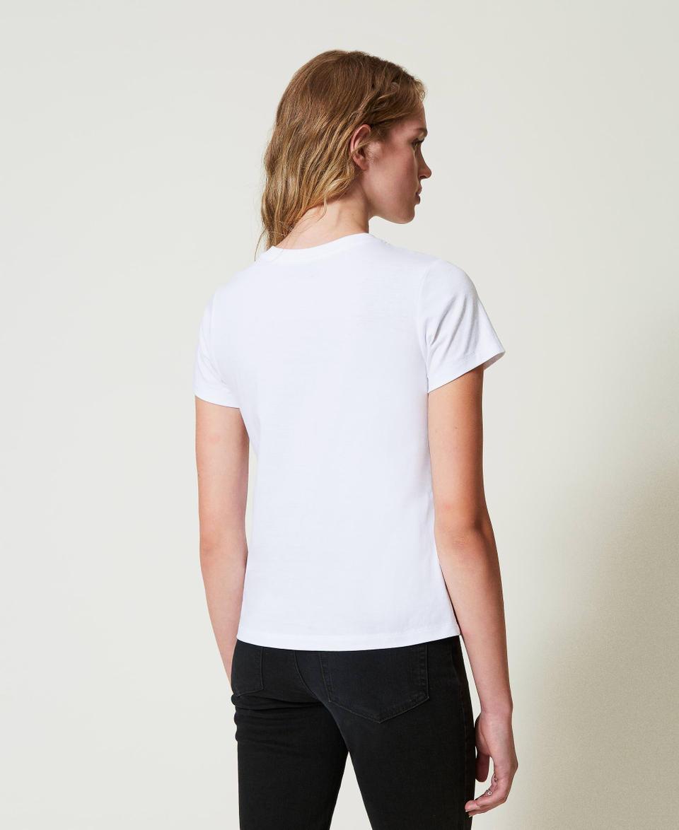 Twin Set T-shirt con balza in tulle e ricamo logo Vendita