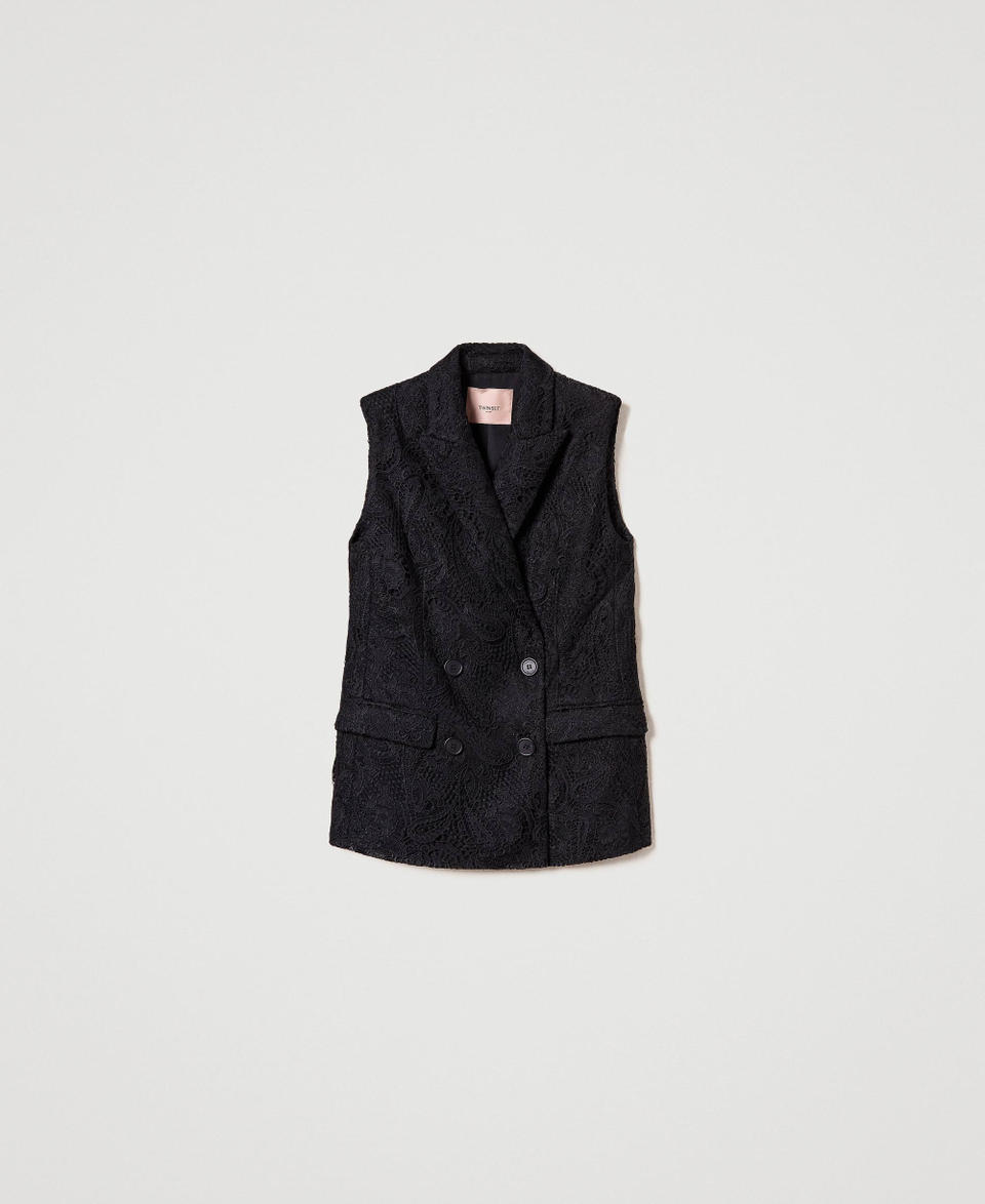 Twin Set Gilet doppiopetto in pizzo macramè Soddisfazione Garantita