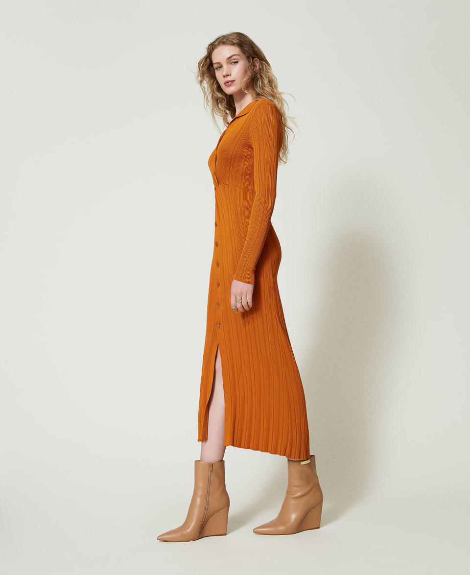 Twin Set Abito lungo in maglia con arricciatura Qualità Garantita