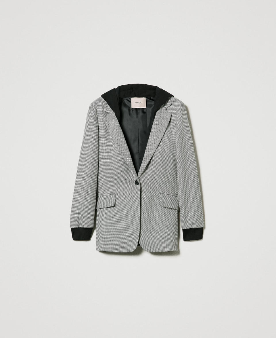 Twin Set Giacca blazer in pied de poule con cappuccio Negozi Online