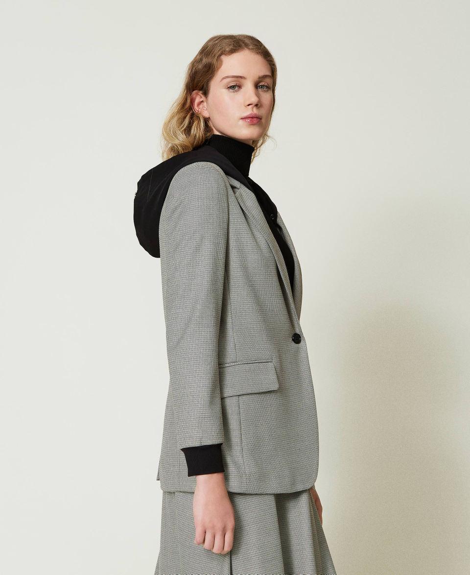 Twin Set Giacca blazer in pied de poule con cappuccio Negozi Online