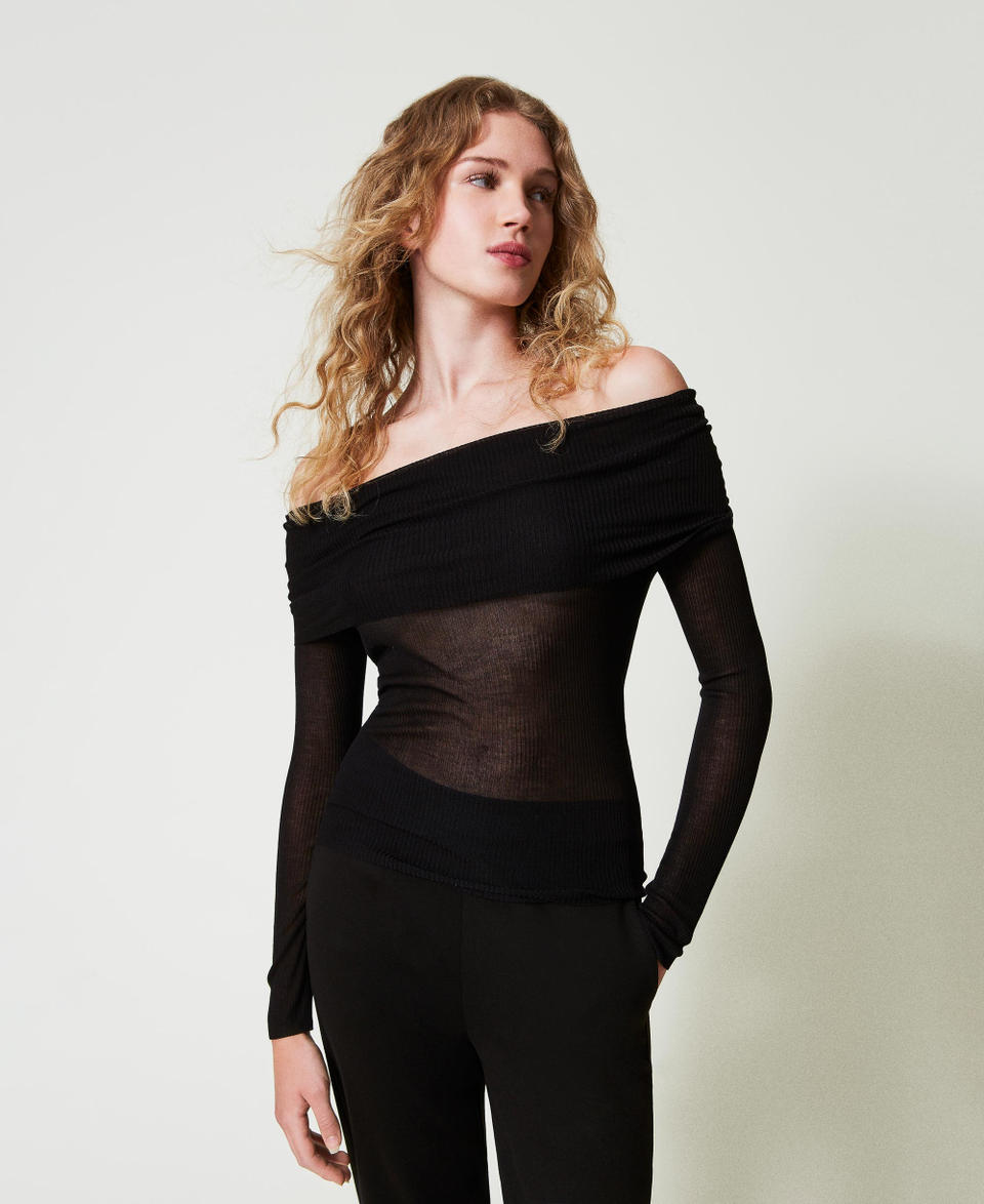 Twin Set Maglia off shoulder in viscosa Acquista Ora