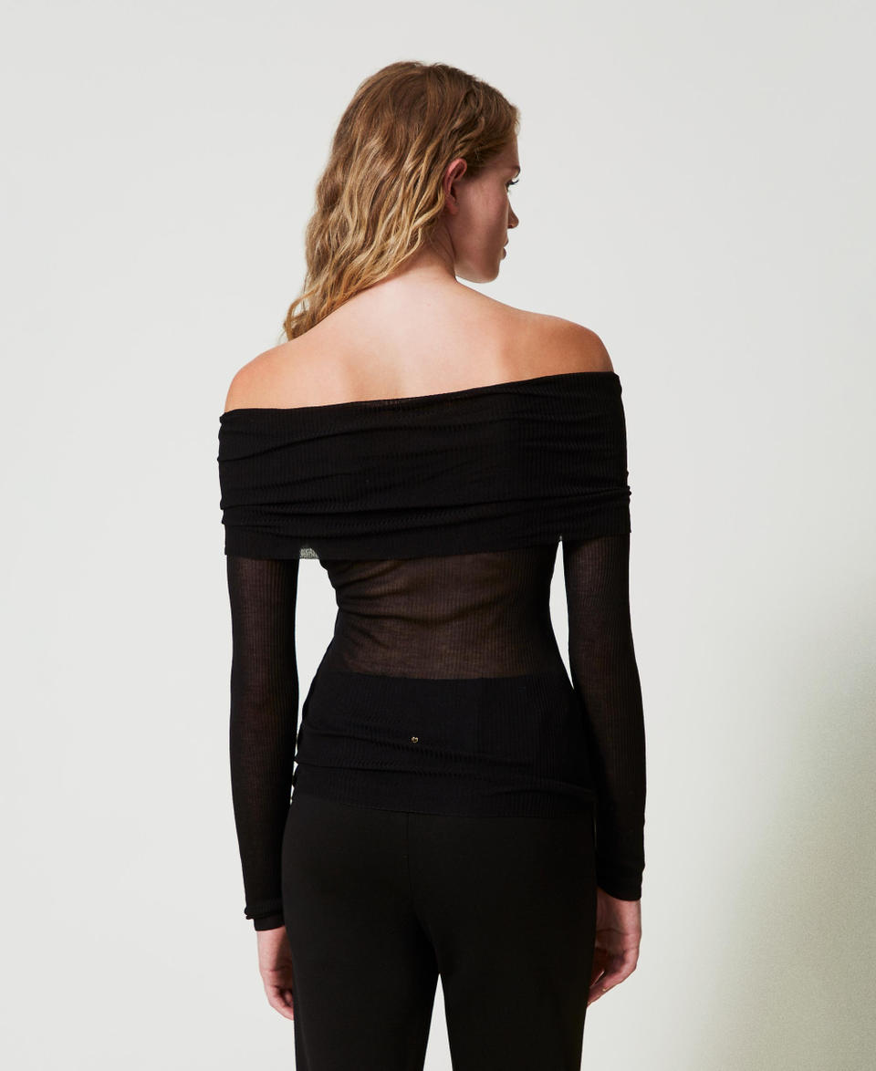 Twin Set Maglia off shoulder in viscosa Acquista Ora